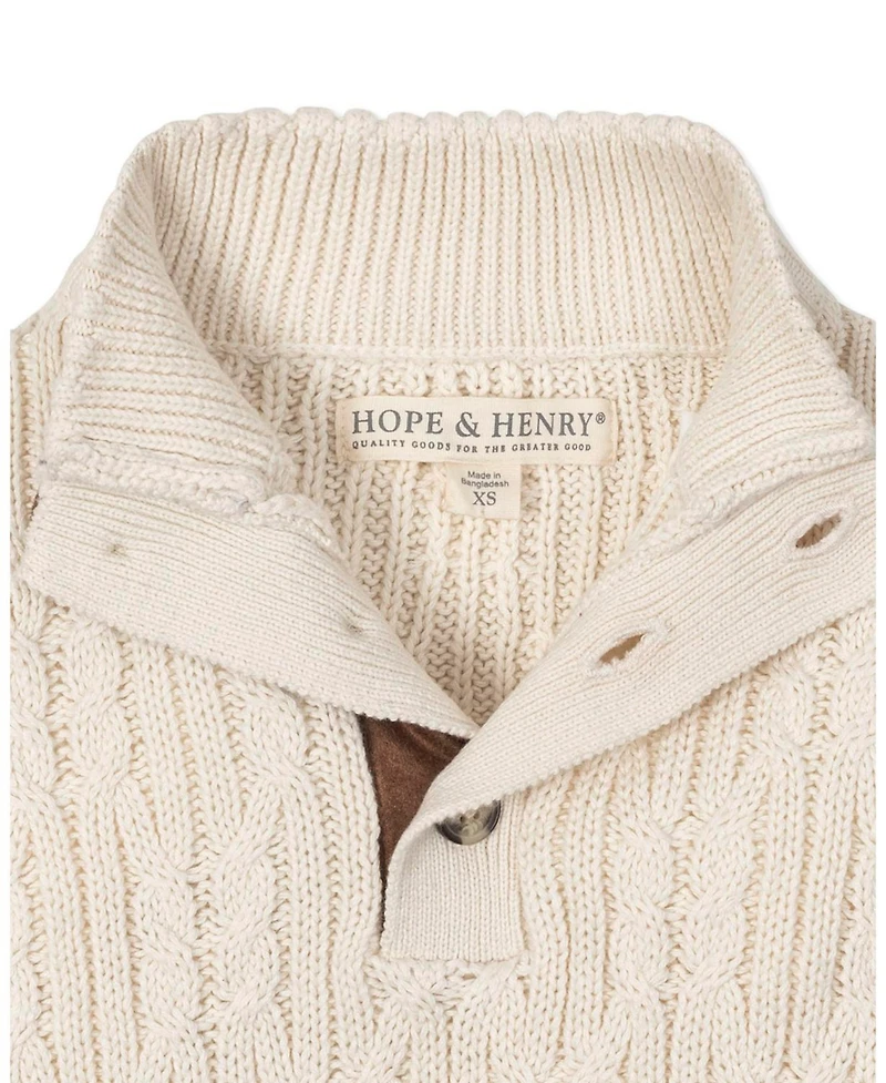 Hope & Henry Boys Organic Mock Neck Cable Sweater
