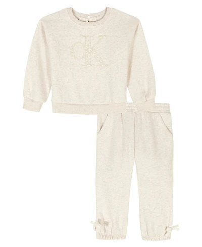 Calvin Klein Baby Girls 2-Piece Fleece Sweatshirt and Pant Set