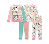 Squishmallow Girls 4-10 4-Piece Bunny Fleece Tight Fit Pajama Set