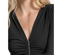 Michael Kors Women's Ruched Long Sleeve Midi Dress