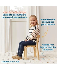 ECR4Kids Bentwood Chalkboard Table and Curved Back Chair Set, Natural, 5-Piece