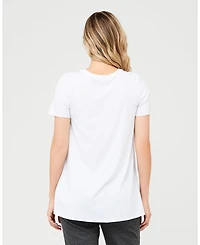 Ripe Maternity White Short Sleeve Raw Edge Nursing Top for