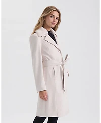 Ellen Tracy Women's Faux Suede Trench with Detachable Fur Collar