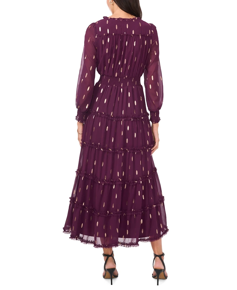 Msk Petite Chiffon Long Sleeves Maxi Dress
