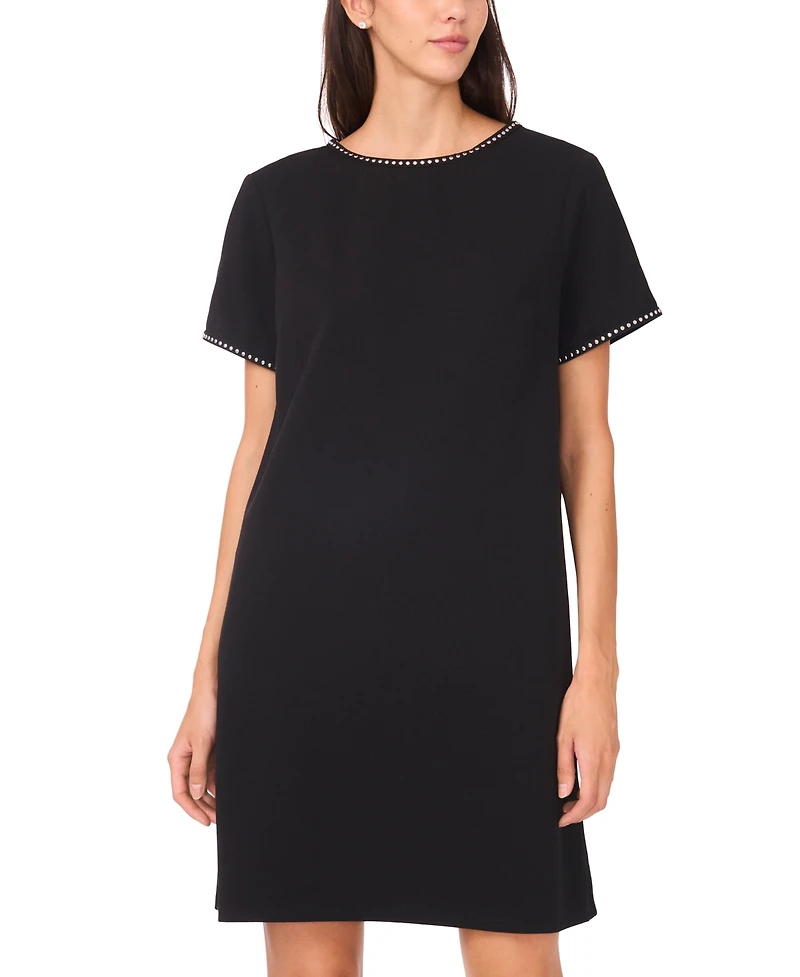 Msk Petite Stud Detail Short Sleeves Shift Dress