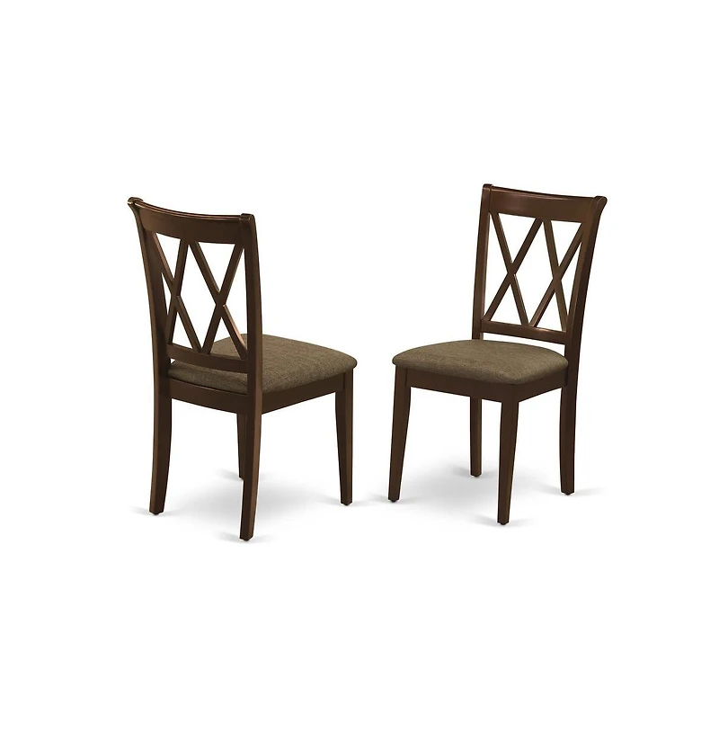 East West Furniture DMCL3-mah-c 3 Piece Dining Room Set Consists of 1 Drop Leaves Dining Table and 2 Mahogany Linen Fabric Dining Room Chairs with Dou