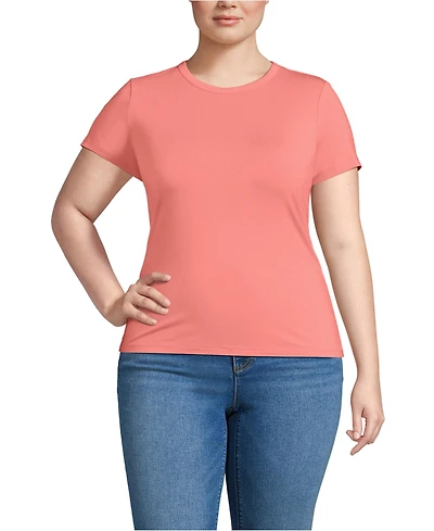 Lands' End Plus Short Sleeve Cooling Crew Neck T-Shirt