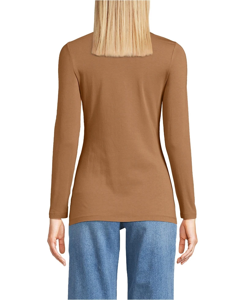 Lands' End Women's Lightweight Jersey Skimming Long Sleeve Crew Neck T-shirt