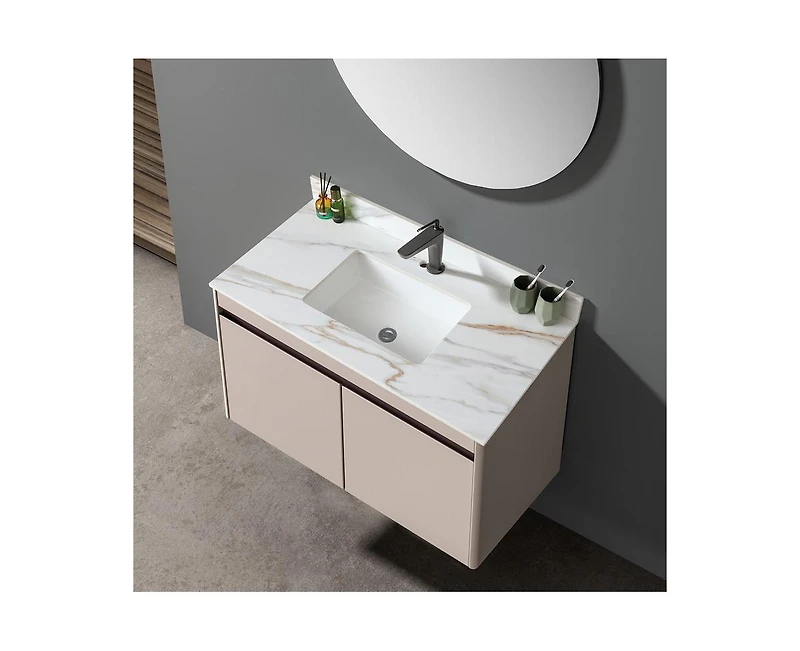 Casainc Inch Marble Vanity Top, Bathroom Vanity Top with Undermount Rectangular Middle Sink and 4" Height Backsplash