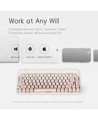 Lofree Dot Foundation Mechanical Keyboard, 75% Rechargeable Hot-Swappable, 3 Connection Modes, Pink Gateron Baby Racoon Switches for Windows, Mac Os
