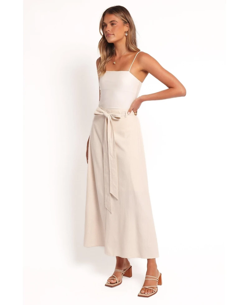 Petal and Pup Women's Xander Tie Waist Midi Skirt - Oatmeal