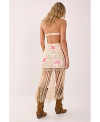 Nasty Gal Women's Beaded Halter Fringe Mini Dress