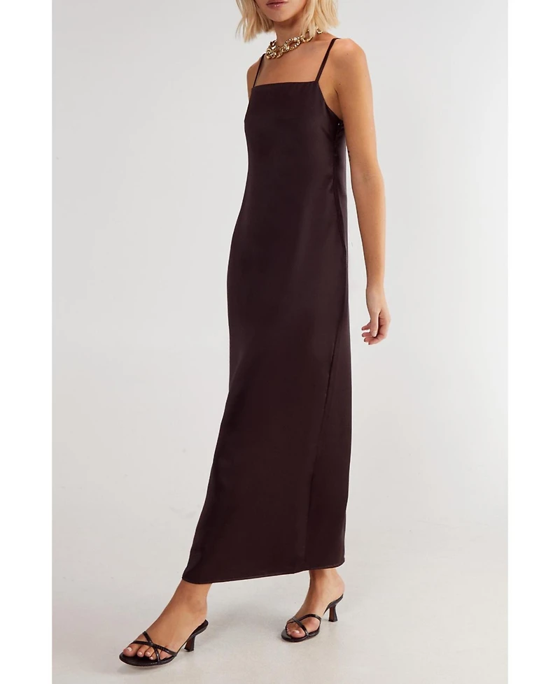 Nasty Gal Women's Satin Square Neck Maxi Slip Dress
