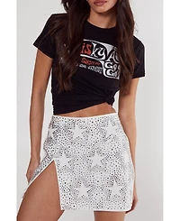Nasty Gal Women's Star Diamante Detail Split Mini Skirt