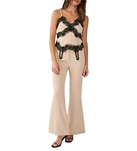 Nasty Gal Women's Pinstripe Lace Trim Tailored Strappy Top