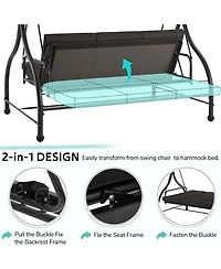 Aecojoy 3 Seats Porch Swing Chair with Adjustable Backrest & Canopy