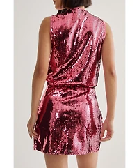 Nasty Gal Women's Sequin Plunge Keyhole Blouson Mini Dress