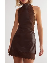 Nasty Gal Women's Faux Leather Tie Back Halter Dress