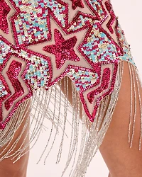 Nasty Gal Women's Star Embellished Tassel Hem Mini Dress