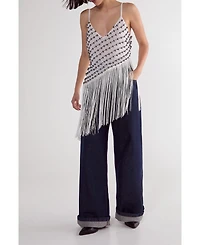 Nasty Gal Women's Studded Asymmetric Fringed Cami Top