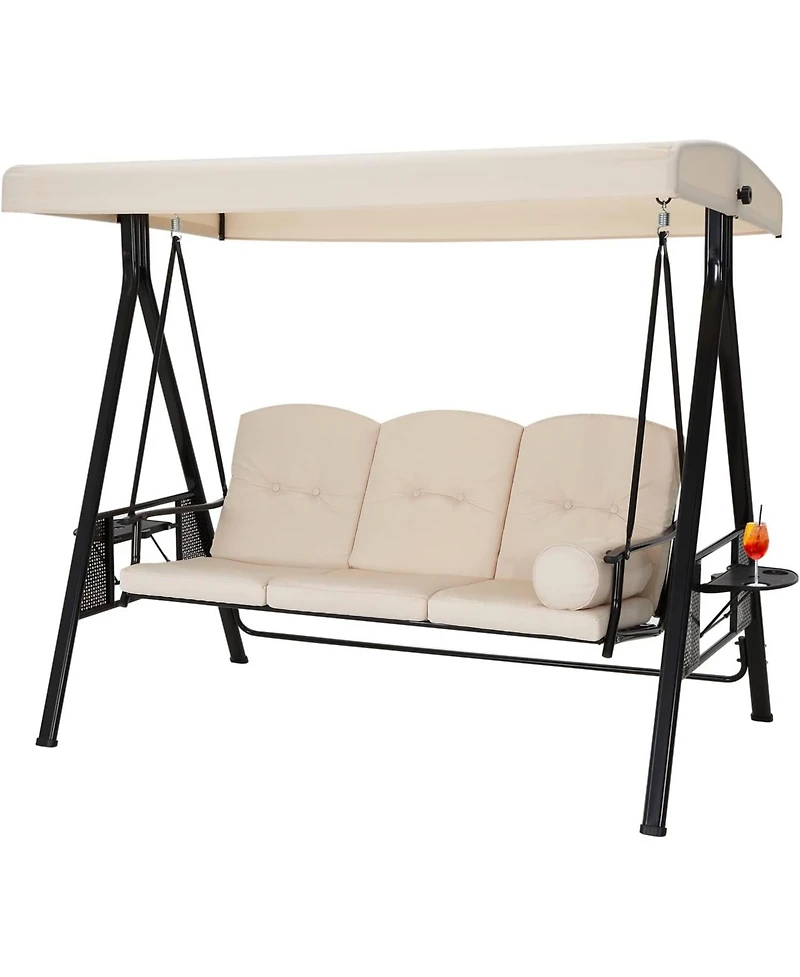 Aecojoy 3-Seat Porch Swings with Adjustable Canopy