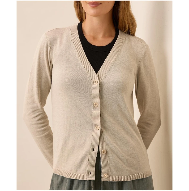 Pact Women's Organic Cotton Classic Fine Knit V-Neck Cardigan