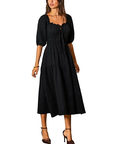 Cupshe Women's Honey & Haze Black Midi Beach Dress