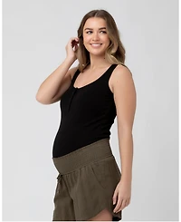 Ripe Maternity Izzy Button Down Rib Tank Black - Stylish Nursing Top for Women