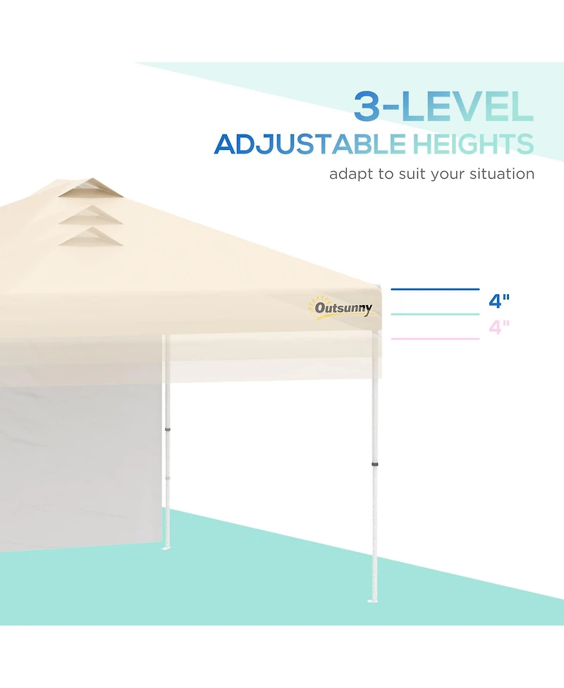Outsunny 10' Pop-Up Foldable Gazebo with Roller Bag Sidewall
