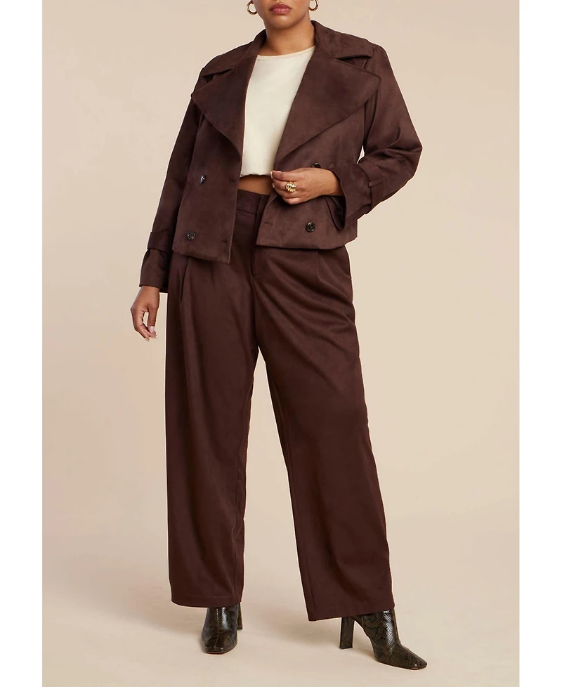 Eloquii Women's Plus Cropped Faux Suede Trench Jacket