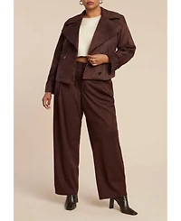 Eloquii Women's Plus Cropped Faux Suede Trench Jacket