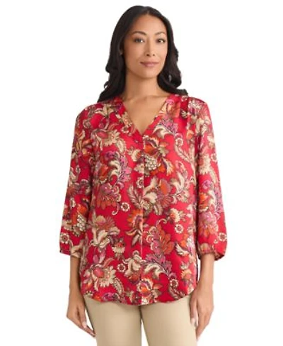 Jones New York Womens V Neck Tunic Top