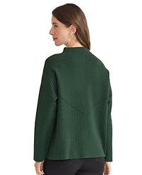 Jones New York Women's Striped Funnel Mock Neck Sweater