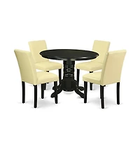East West Furniture Dining Room Set Black, SHAB5-blk-73