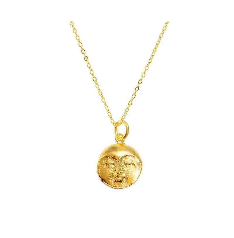 Ottoman Hands Moon Face Pendant Necklace