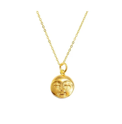Ottoman Hands Moon Face Pendant Necklace