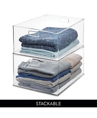 iDesign Stackable Plastic Storage Bin with Handles - Clear - Made in Usa