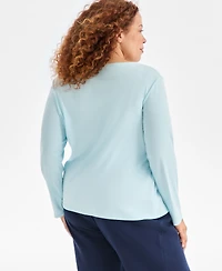 Style & Co Plus Scoop-Neck Long-Sleeve Top, Exclusively for Macy's