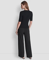 Dkny Women's Button Detail Short Sleeve Sweater