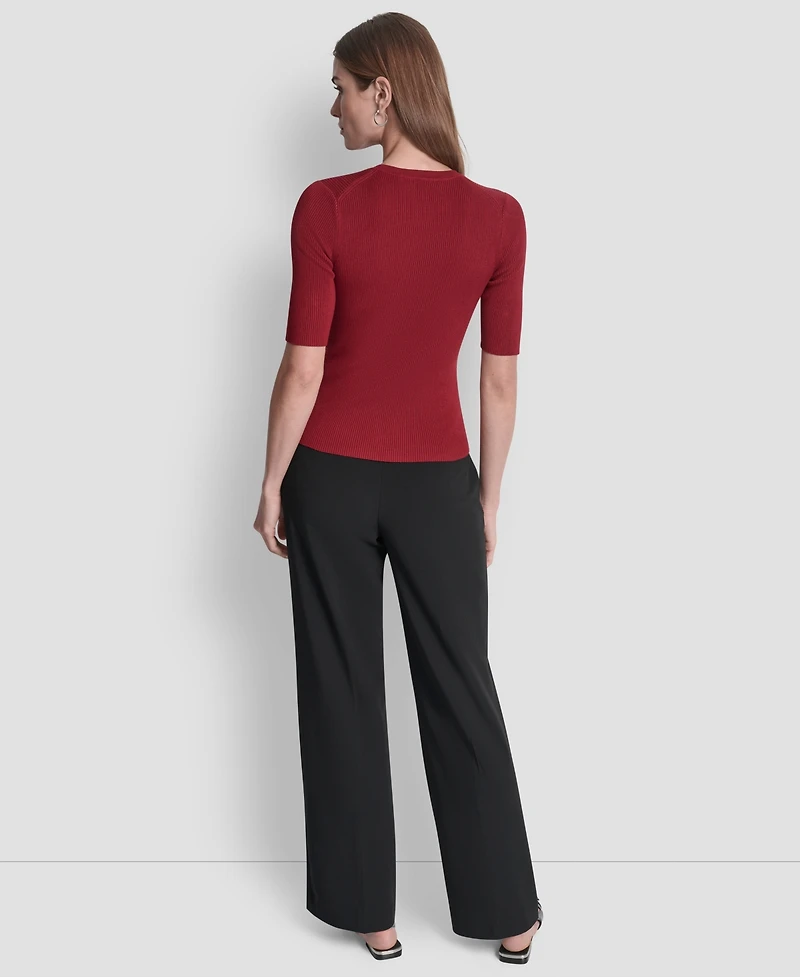Dkny Women's Button Detail Short Sleeve Sweater