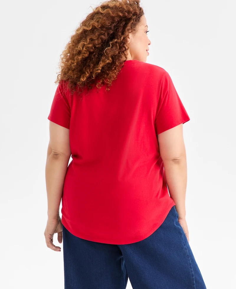 Style & Co Plus Holiday Tree Graphic T-Shirt, Macy's Exclusive