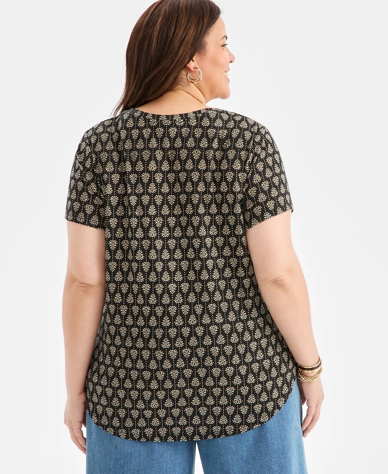 Style & Co Plus Perfect Holiday Stamp Graphic T-Shirt, Macy's Exclusive