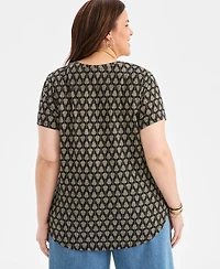 Style & Co Plus Perfect Holiday Stamp Graphic T-Shirt, Macy's Exclusive