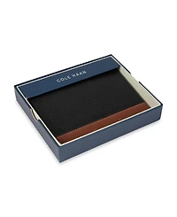 Cole Haan Men's Rfid Two-Tone Pebbled Magnetic Passport Wallet