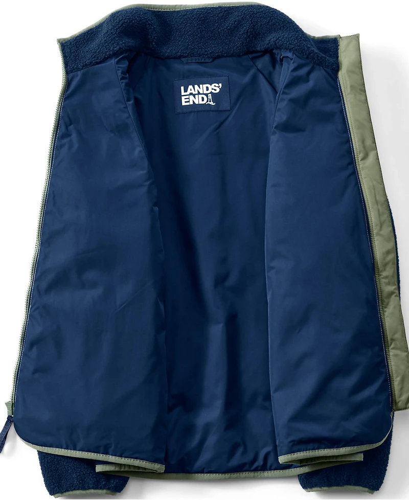 Lands' End Plus Mixed Media High Pile Fleece Jacket