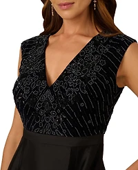 Adrianna Papell Women's Beaded Velvet Taffeta Dress