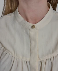 Bcbg Women's Long Sleeve Tie Collar Top