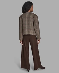Bcbg Women's Plaid Crop Open Front Jacket