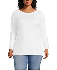 Lands' End Women's Plus Supima Cotton Adjustable 3/4 Sleeve Boatneck Tunic