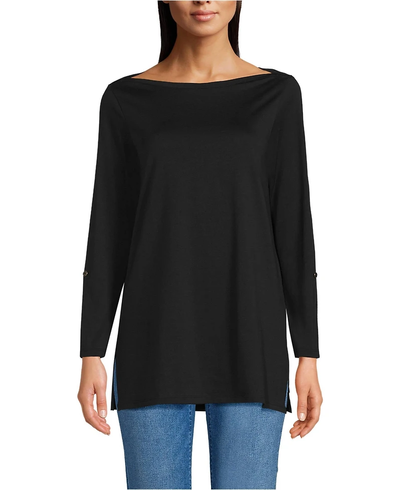 Lands' End Women's Supima Cotton Adjustable 3/4 Sleeve Boatneck Tunic